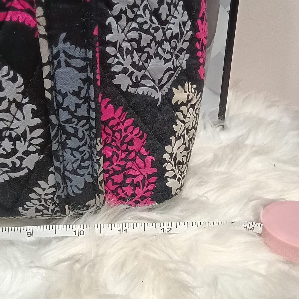Vera Bradley Black and Pink Leaf Pattern Tote - Picture 10 of 13